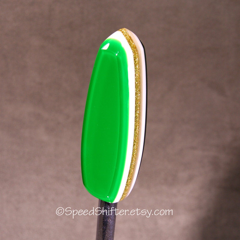 Green with Gold Metalflake. SHIFTER KNOB, Specific Thread Mount or Universal Fit.  For your Hot Rod, Rat Rod, Cool Ride, Sports Car