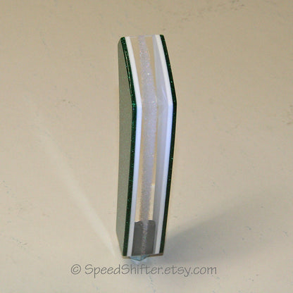 Kelly Green, Clear, White SHIFT KNOB.  Metallic, Metal Flake, For your Hot Rod, Rat Rod, Cool Ride, Sports Car, Fast Car