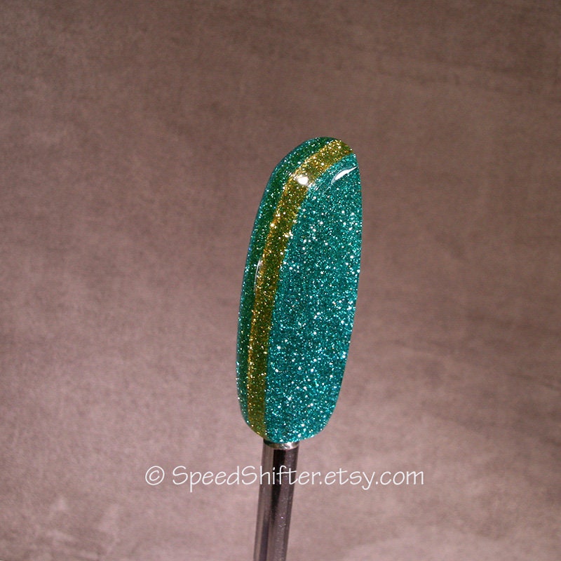 Mint Green and Gold, SHIFT KNOB  Metallic, Metal Flake, For your Hot Rod, Rat Rod, Cool Ride, Sports Car, Fast Car