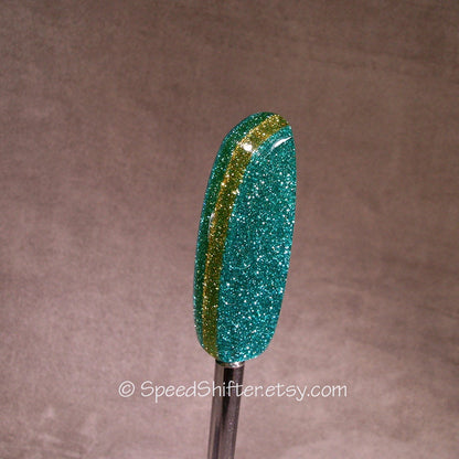 Mint Green and Gold, SHIFT KNOB  Metallic, Metal Flake, For your Hot Rod, Rat Rod, Cool Ride, Sports Car, Fast Car