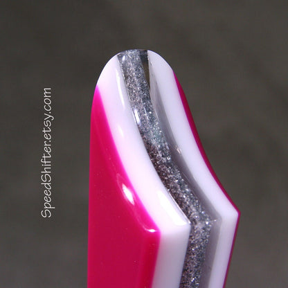 Bright Magenta, Silver and White, SHIFT KNOB, For your Hot Rod, Rat Rod, Cool Ride, Sports Car, Fast Car