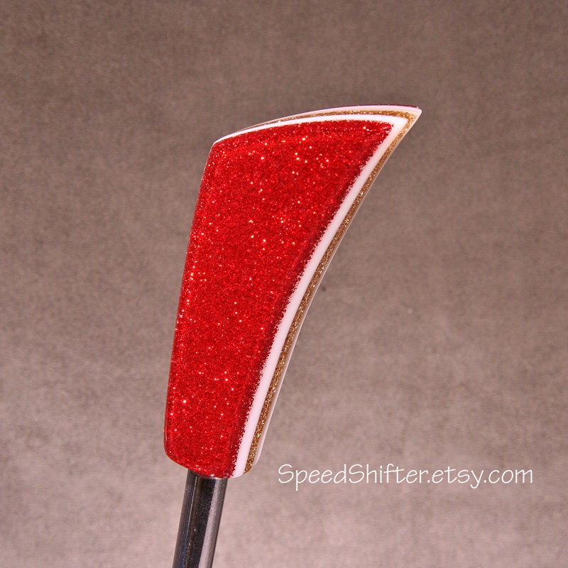 Red, Gold, White SHIFT KNOB.  Metallic, Metal Flake, For your Hot Rod, Rat Rod, Cool Ride, Sports Car, Fast Car