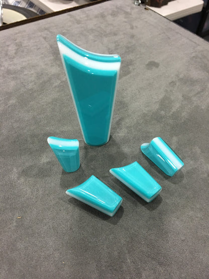 Turquoise with white. SHIFTER KNOB, Universal Fit.  With layers of white and clear.  For your Hot Rod, Rat Rod, Cool Ride, Sports Car
