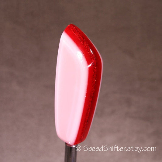 White and Red, SHIFT KNOB.  Metallic, Metal Flake, For your Hot Rod, Rat Rod, Cool Ride, Sports Car, Fast Car