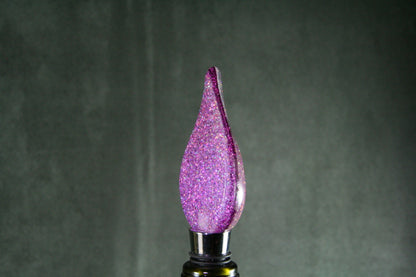 WINE BOTTLE STOPPER Pink Flame - Handmade in holographic pink/purple acrylic