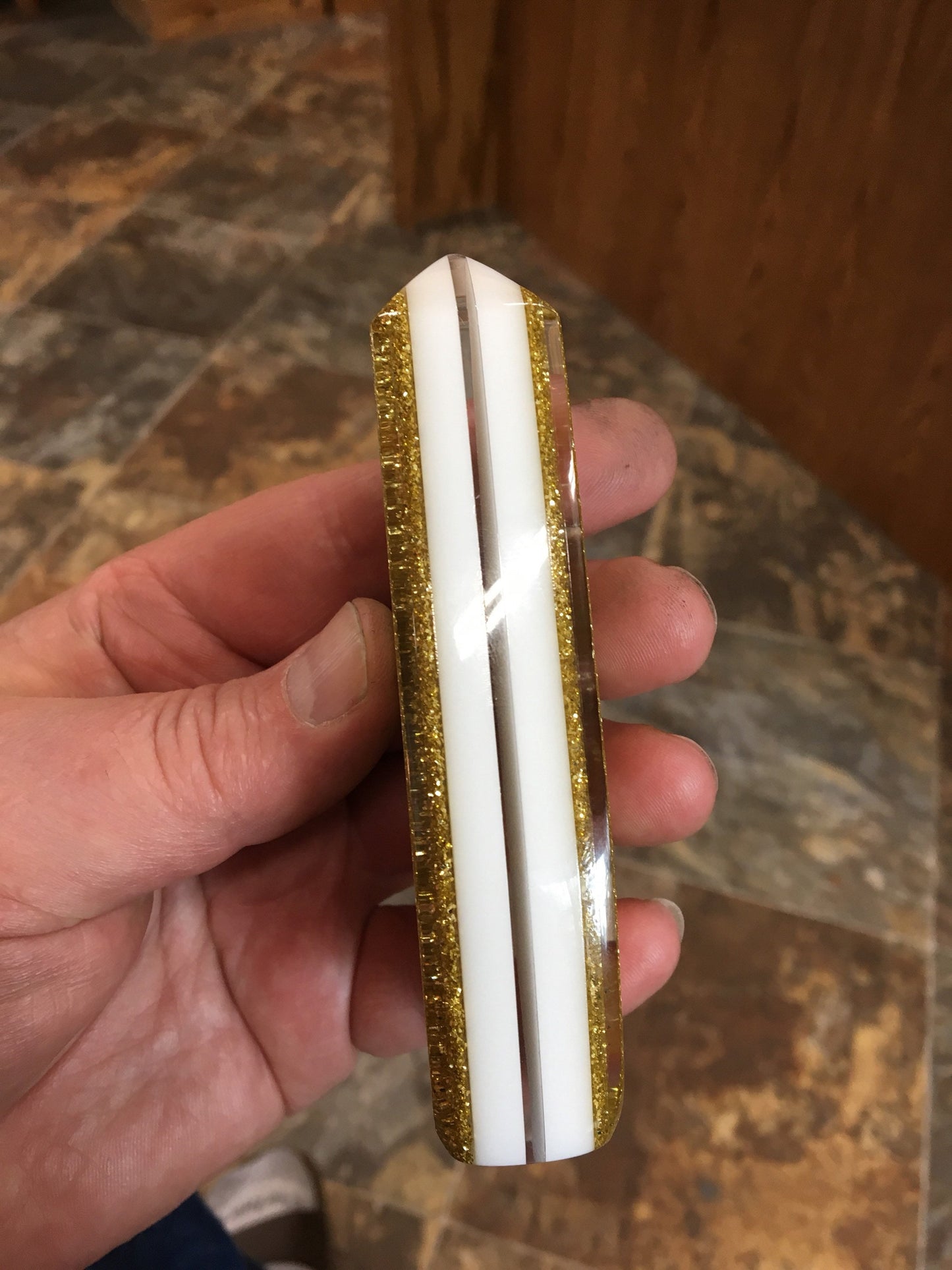 Metal Flake Gold Shifter Knob: Specific Thread Mount or Universal Fit Hot Rod Shifter