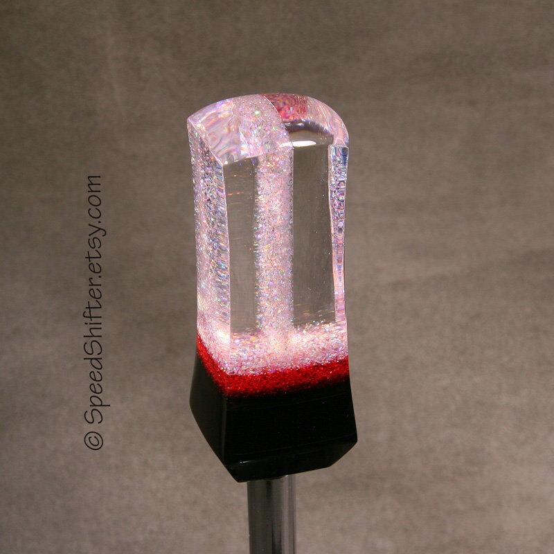 Holographic Shift Knob: Red & Black Acrylic Car Shifter