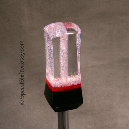 Holographic Shift Knob: Red & Black Acrylic Car Shifter