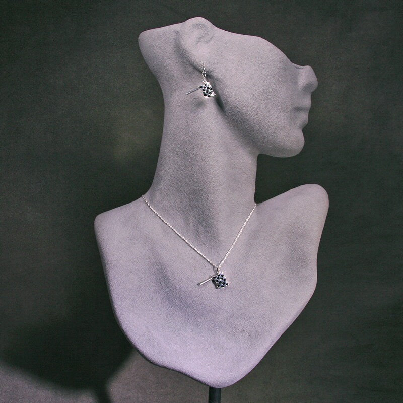 CHECKERED FLAG Pendant Necklace, Earrings, or Both.  Handmade in Solid Sterling Silver with Enamel, Nascar, Indy Car, Formula 1