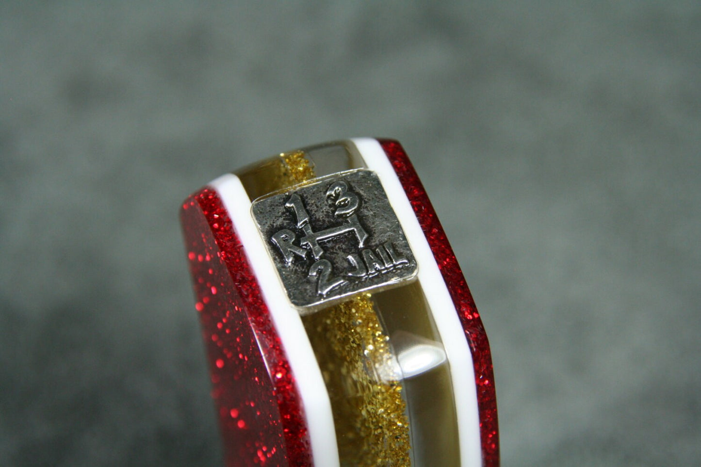 Red, White and Gold SHIFT HANDLE For Your Hot Rod or Rat Rod, Shifter Knob