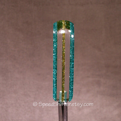 Mint Green and Gold, SHIFT KNOB  Metallic, Metal Flake, For your Hot Rod, Rat Rod, Cool Ride, Sports Car, Fast Car