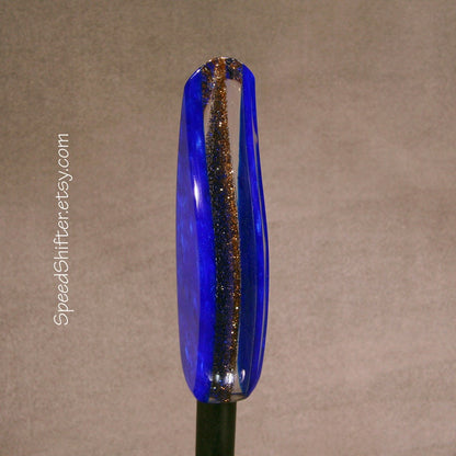 MARBLED BLUE Handle, Shift Knob, With Gold, Specific Thread Mount or Universal Fit.  For your Hot Rod, Rat Rod, Cool Ride, Sports Car