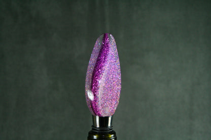 WINE BOTTLE STOPPER Pink Flame - Handmade in holographic pink/purple acrylic