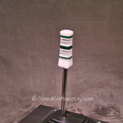 Green and White, SHIFT KNOB  Metallic, Metal Flake, For your Hot Rod, Rat Rod, Cool Ride, Sports Car, Fast Car