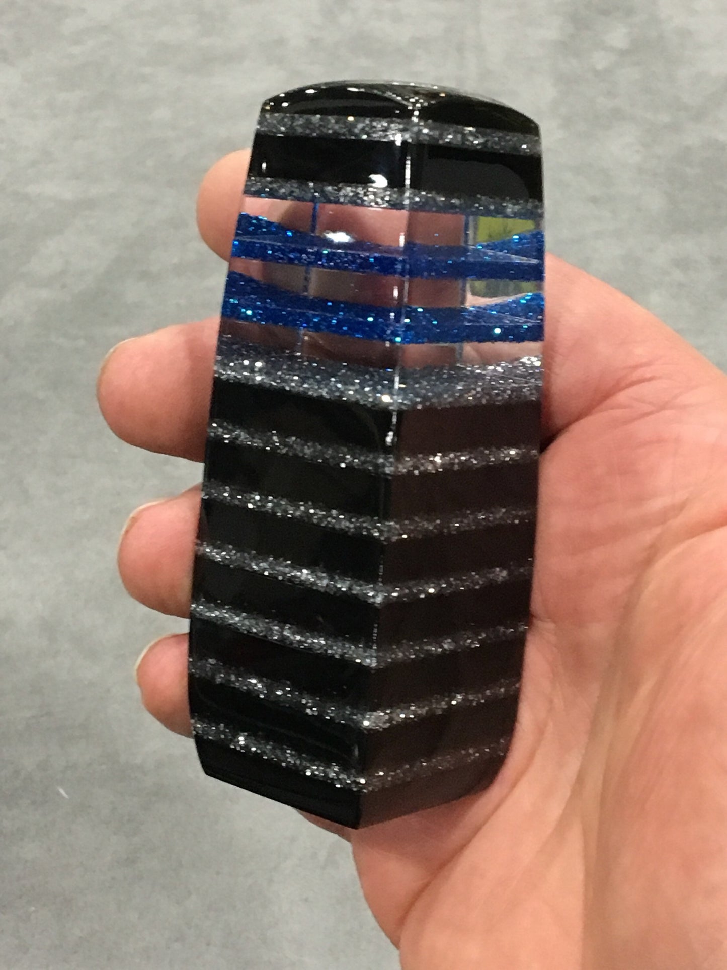 Blue, Silver, Smokey SHIFT KNOB, Can Be Universal Fit.  With layers of clear.  For your Hot Rod, Rat Rod, Cool Ride, Sports Car, Fast Car