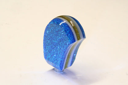 Blue Gold Metal Flake Shift Knob: Custom Hot Rod Shifter Handle