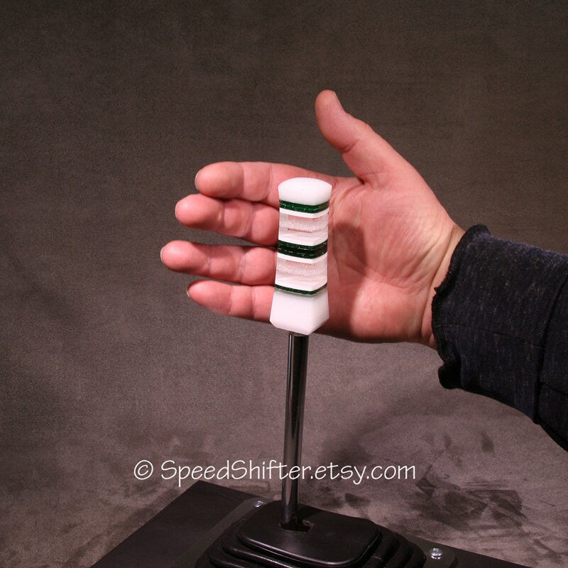 Green and White, SHIFT KNOB  Metallic, Metal Flake, For your Hot Rod, Rat Rod, Cool Ride, Sports Car, Fast Car