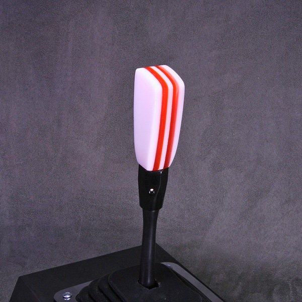 Orange and White Acrylic Shift Knob - Specific Thread Mount or Universal Fit