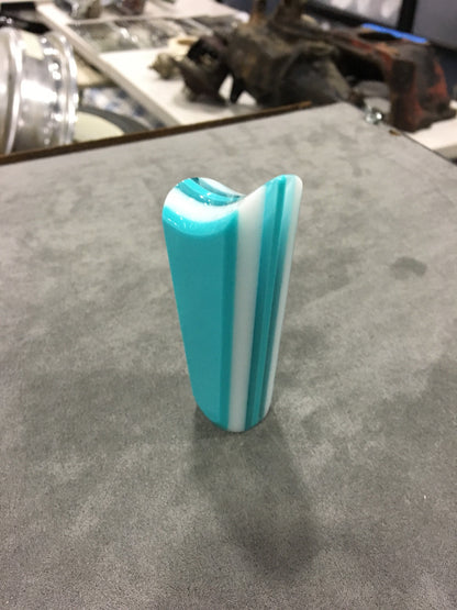 Turquoise with white. SHIFTER KNOB, Universal Fit.  With layers of white and clear.  For your Hot Rod, Rat Rod, Cool Ride, Sports Car