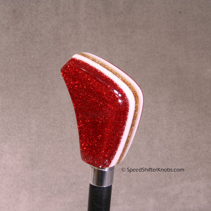Metallic Red and Gold SHIFT KNOB For Your Hot Rod or Rat Rod, Metalflake Colors, To Fit any Shifter