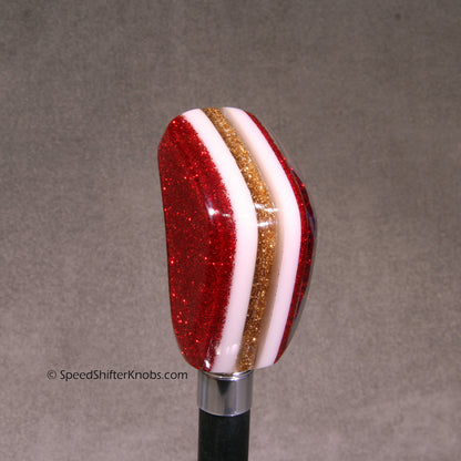 Metallic Red and Gold SHIFT KNOB For Your Hot Rod or Rat Rod, Metalflake Colors, To Fit any Shifter