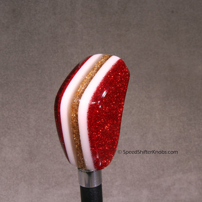 Metallic Red and Gold SHIFT KNOB For Your Hot Rod or Rat Rod, Metalflake Colors, To Fit any Shifter