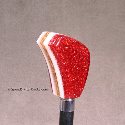Metallic Red and Gold SHIFT KNOB For Your Hot Rod or Rat Rod, Metalflake Colors, To Fit any Shifter