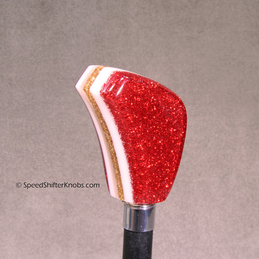 Metallic Red and Gold SHIFT KNOB For Your Hot Rod or Rat Rod, Metalflake Colors, To Fit any Shifter
