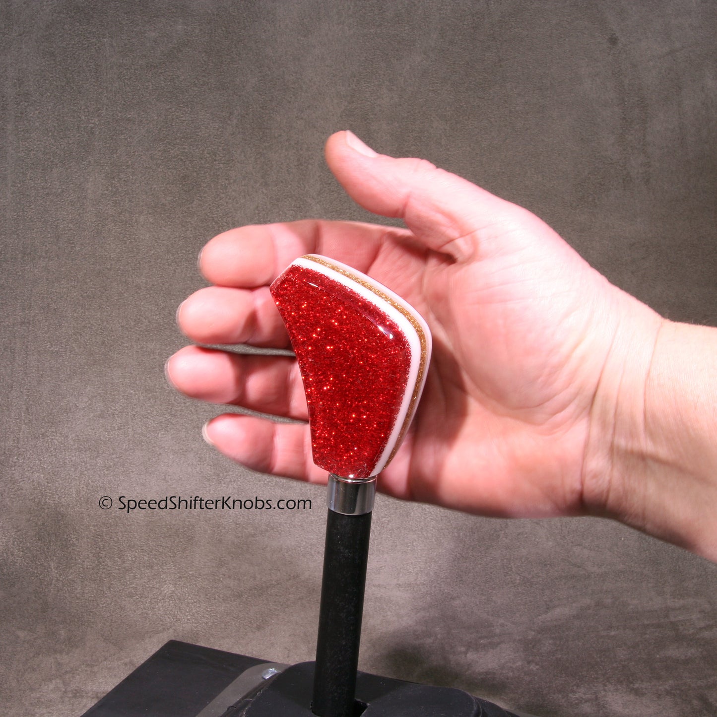 Metallic Red and Gold SHIFT KNOB For Your Hot Rod or Rat Rod, Metalflake Colors, To Fit any Shifter