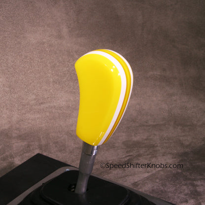 Yellow and White. SHIFT KNOB, Thread Mount or Universal Fit. For your Hot Rod, Rat Rod, Cool Ride, Sports Car (Copy)