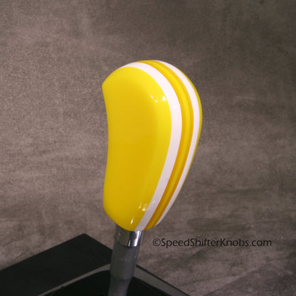 Yellow and White. SHIFT KNOB, Thread Mount or Universal Fit. For your Hot Rod, Rat Rod, Cool Ride, Sports Car (Copy)