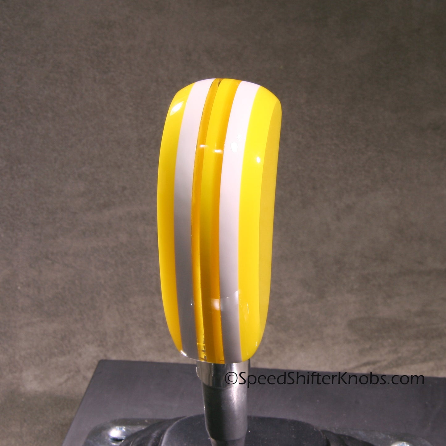 Yellow and White. SHIFT KNOB, Thread Mount or Universal Fit. For your Hot Rod, Rat Rod, Cool Ride, Sports Car (Copy)
