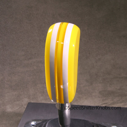 Yellow and White. SHIFT KNOB, Thread Mount or Universal Fit. For your Hot Rod, Rat Rod, Cool Ride, Sports Car (Copy)