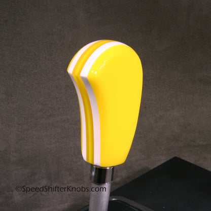 Yellow and White. SHIFT KNOB, Thread Mount or Universal Fit. For your Hot Rod, Rat Rod, Cool Ride, Sports Car (Copy)