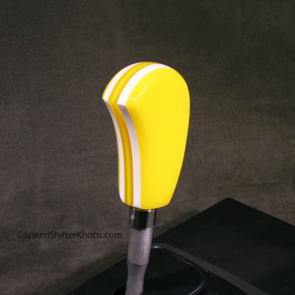 Yellow and White. SHIFT KNOB, Thread Mount or Universal Fit. For your Hot Rod, Rat Rod, Cool Ride, Sports Car (Copy)
