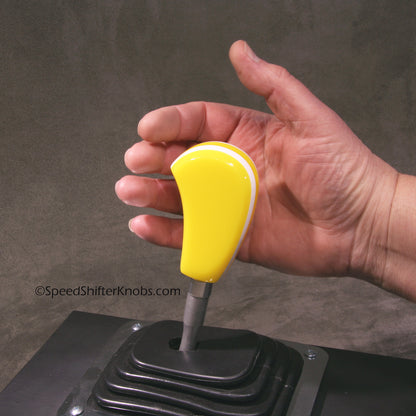 Yellow and White. SHIFT KNOB, Thread Mount or Universal Fit. For your Hot Rod, Rat Rod, Cool Ride, Sports Car (Copy)