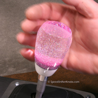 Pink SHIFT KNOB, Holographic Metalflake with Silver, For your Hot Rod, Rat Rod, Cool Ride, Sports Car