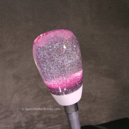 Pink SHIFT KNOB, Holographic Metalflake with Silver, For your Hot Rod, Rat Rod, Cool Ride, Sports Car