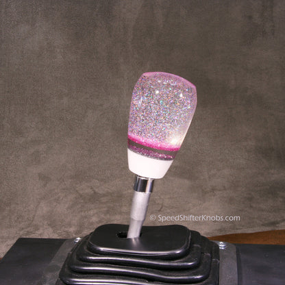 Pink SHIFT KNOB, Holographic Metalflake with Silver, For your Hot Rod, Rat Rod, Cool Ride, Sports Car