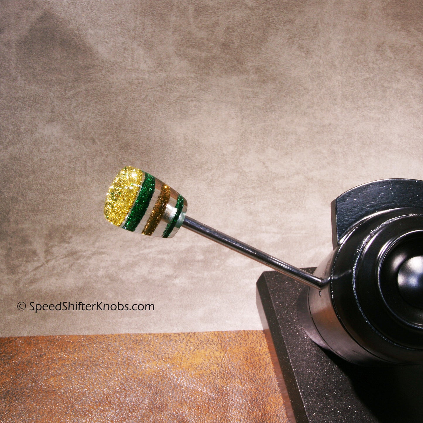 Column Shift Knobs - Gold and Green Metalflake, Made to Order, Hot Rod and Custom Car
