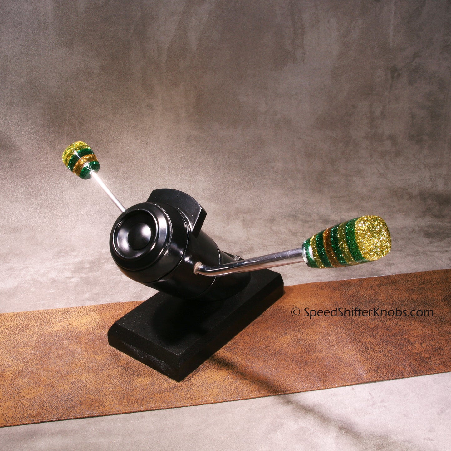 Column Shift Knobs - Gold and Green Metalflake, Made to Order, Hot Rod and Custom Car