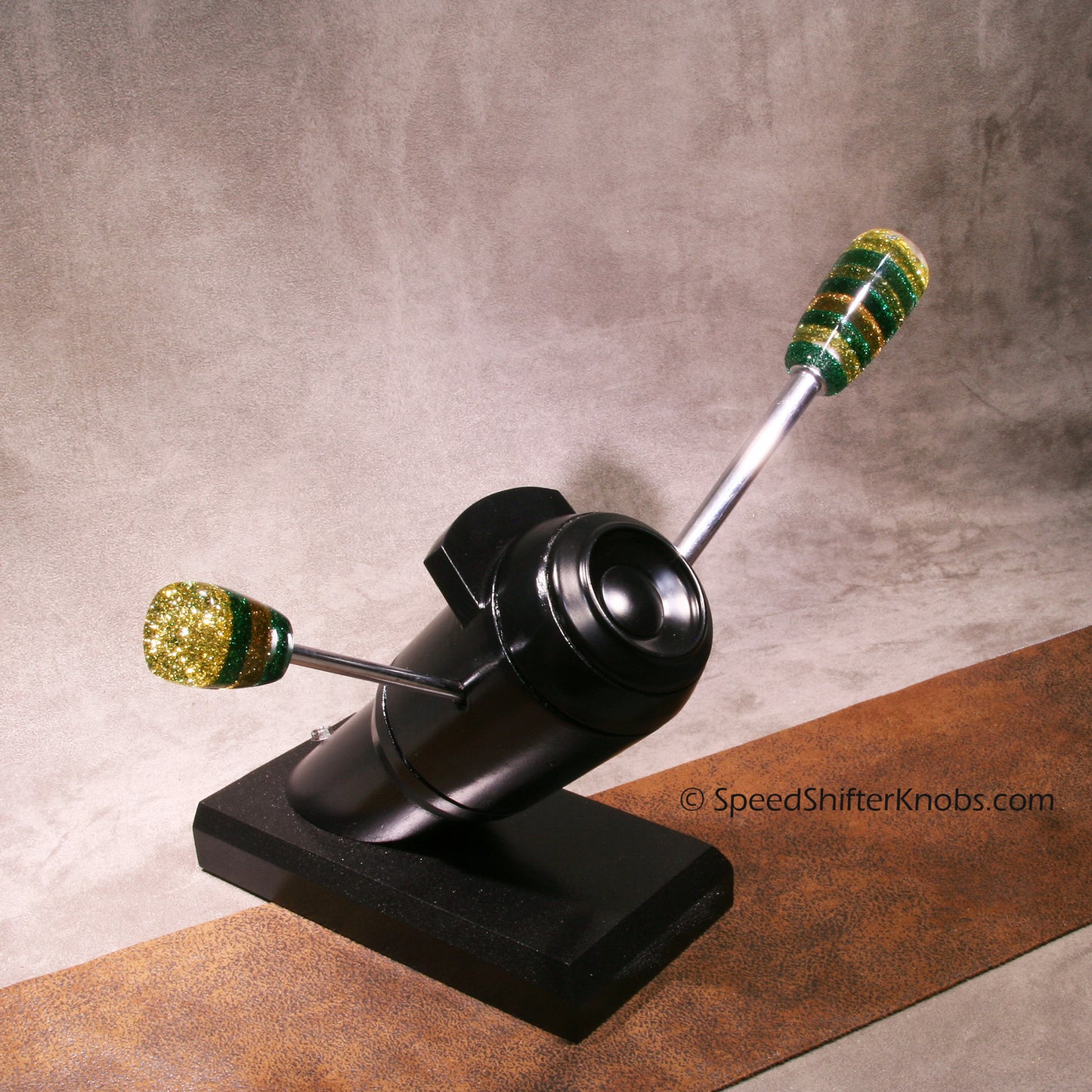 Column Shift Knobs - Gold and Green Metalflake, Made to Order, Hot Rod and Custom Car