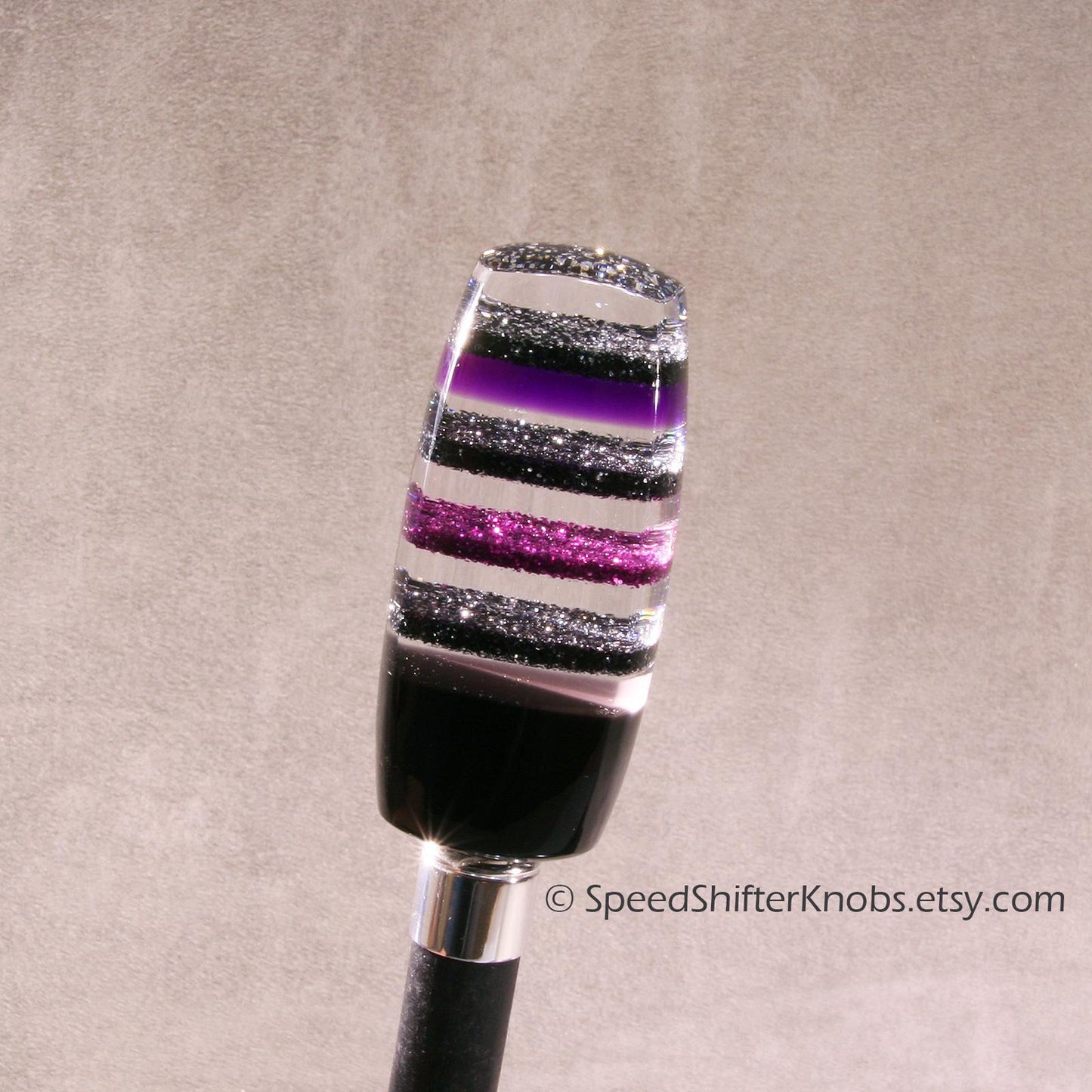 Purple Violet and Silver/Black MetalFlake SHIFT KNOB, Specific Thread or Universal Fit.  For your Hot Rod, Rat Rod, Cool Ride, Sports Car