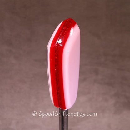 White and Red, SHIFT KNOB.  Metallic, Metal Flake, For your Hot Rod, Rat Rod, Cool Ride, Sports Car, Fast Car