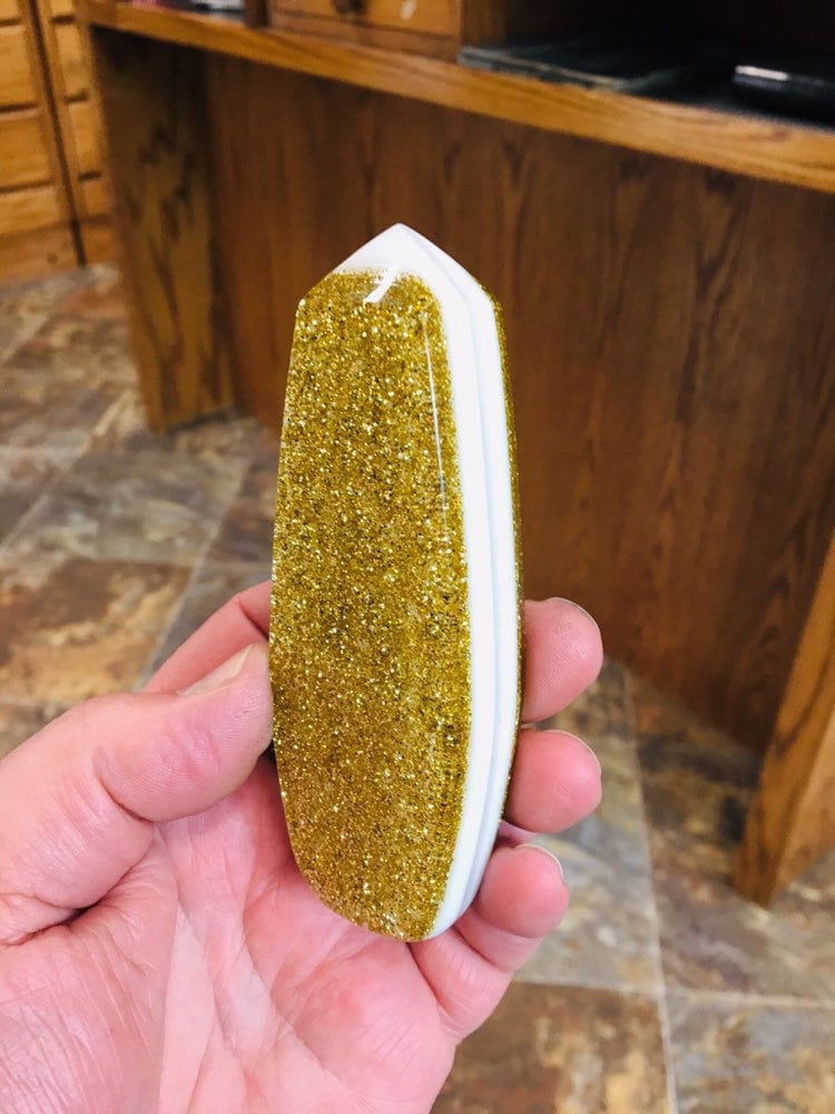 Metal Flake Gold Shifter Knob: Specific Thread Mount or Universal Fit Hot Rod Shifter