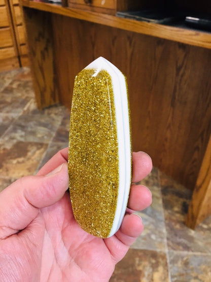 Metal Flake Gold Shifter Knob: Specific Thread Mount or Universal Fit Hot Rod Shifter