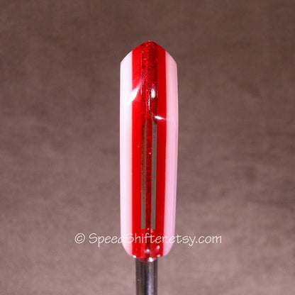 White and Red, SHIFT KNOB.  Metallic, Metal Flake, For your Hot Rod, Rat Rod, Cool Ride, Sports Car, Fast Car