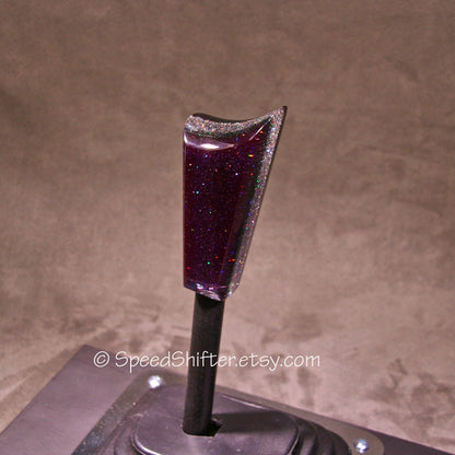 Dark Purple with Holographic Rainbow SHIFTER KNOB, Specific Thread Mount or Universal Fit.  For your Hot Rod, Rat Rod, Cool Ride, Sports Car