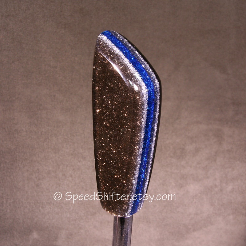 Electric Blue with Silver and Bronze SHIFT KNOB, Specific Thread Mount or Universal Fit.  For your Hot Rod, Rat Rod, Cool Ride, Sports Car