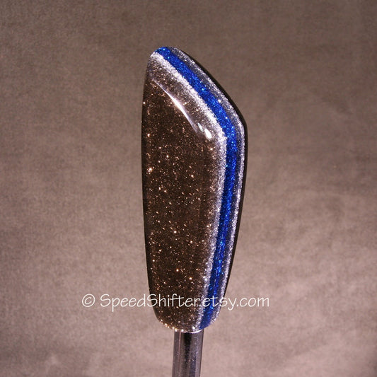 Electric Blue with Silver and Bronze SHIFT KNOB, Specific Thread Mount or Universal Fit.  For your Hot Rod, Rat Rod, Cool Ride, Sports Car